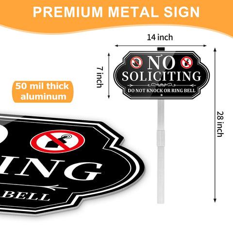 Koalaat no soliciting sign with extended stake, rust-proof aluminum for durable year-round display.