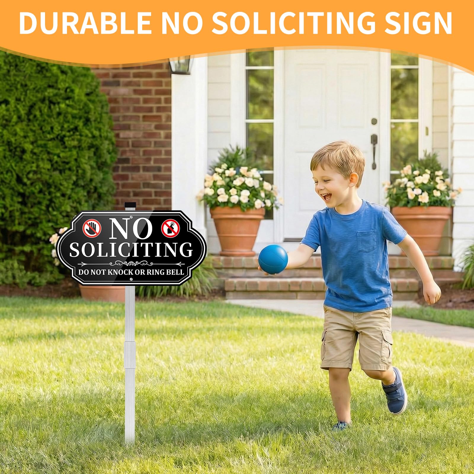 Koalaat no soliciting sign with yard stake, extended up to 28 inches for high visibility.