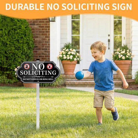 Koalaat no soliciting sign with yard stake, extended up to 28 inches for high visibility.