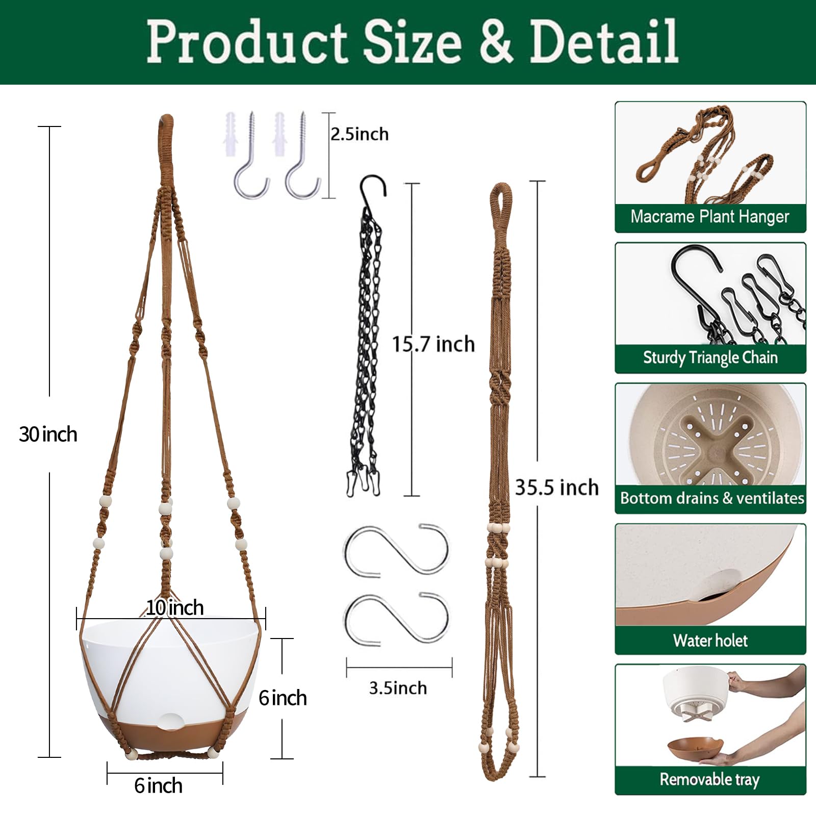 Koalaime 10-inch hanging baskets feature drainage for healthier roots and easy water management.
