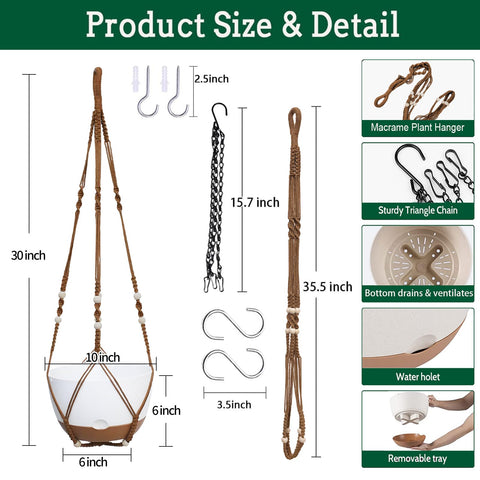 Koalaime 10-inch hanging baskets feature drainage for healthier roots and easy water management.
