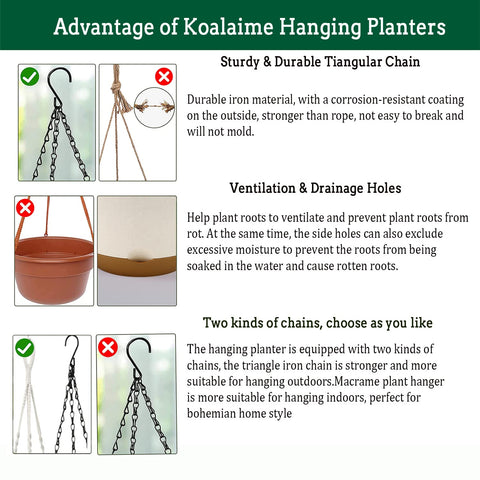 Koalaime 2-pack 10-inch planters are lightweight and easy to hang