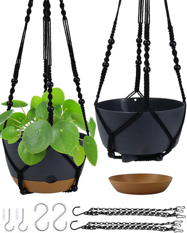 Koalaime 2-pack hanging planters with self-watering feature for healthy indoor growth