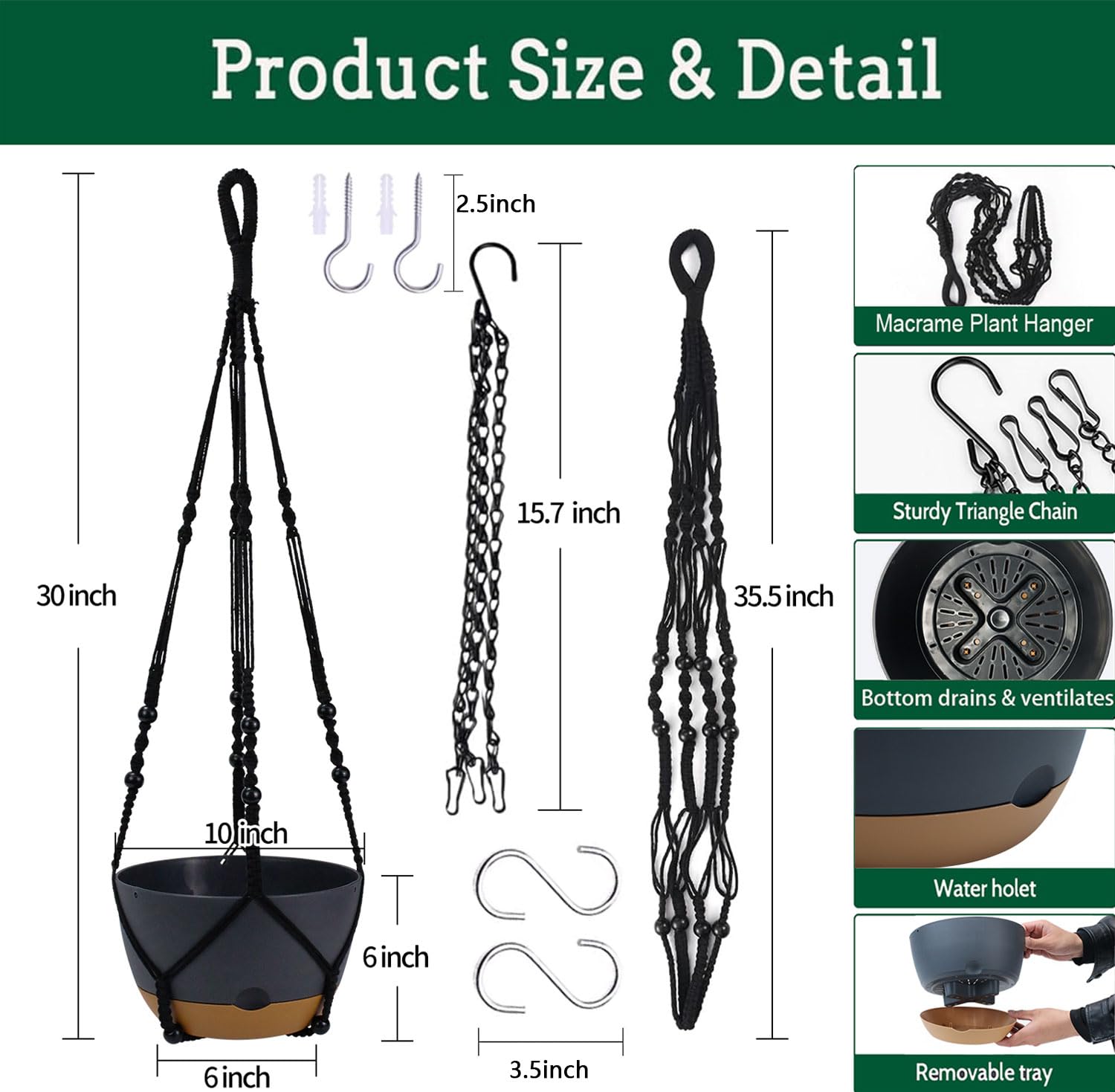 Koalaime hanging planter with metal hook for durable outdoor mounting