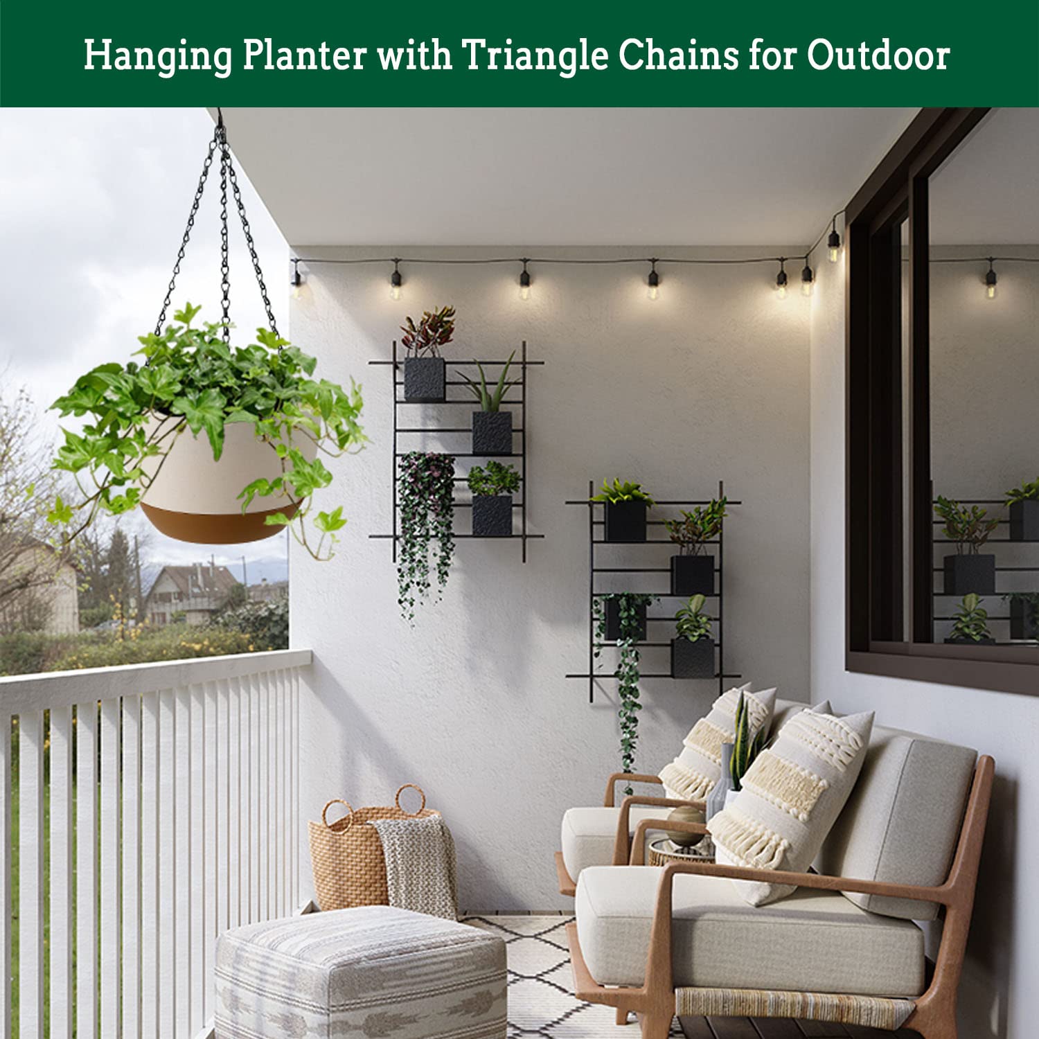 Koalaime hanging planter with metal hook and macrame hanger options