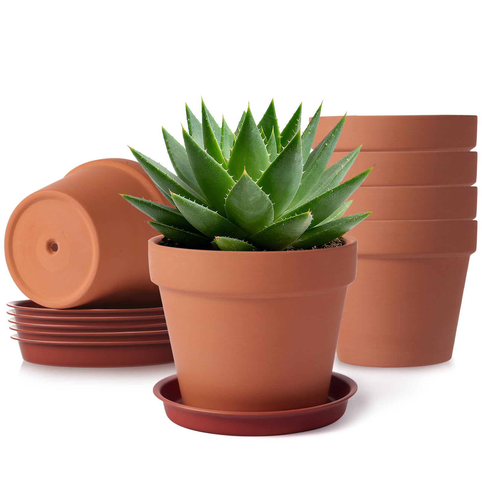 KOAMLY 6-piece red clay pots with drainage for healthy indoor plants