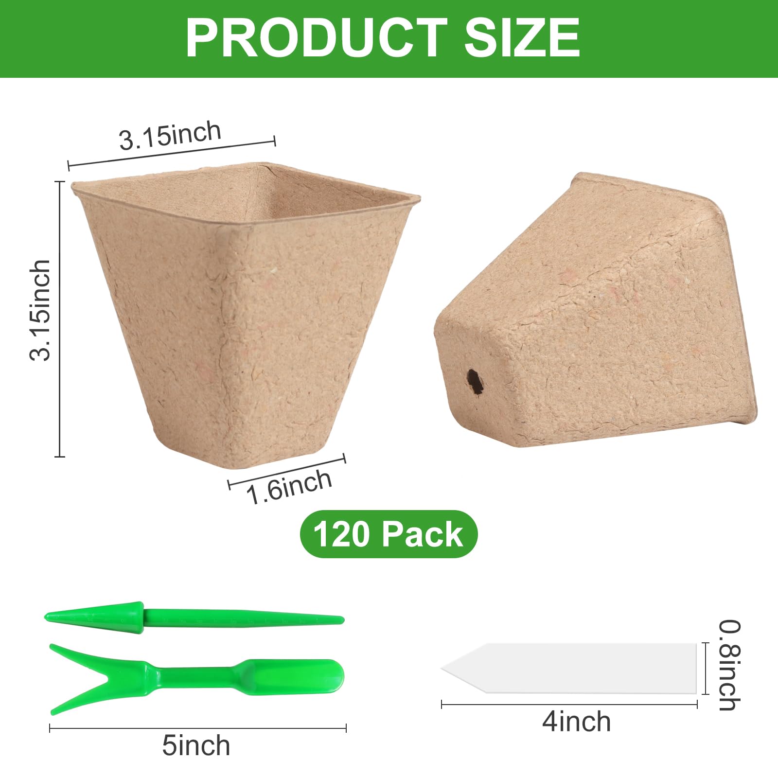 KOAMLY square peat pot with bonus labels for seedling labeling
