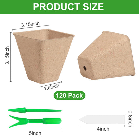 KOAMLY square peat pot with bonus labels for seedling labeling