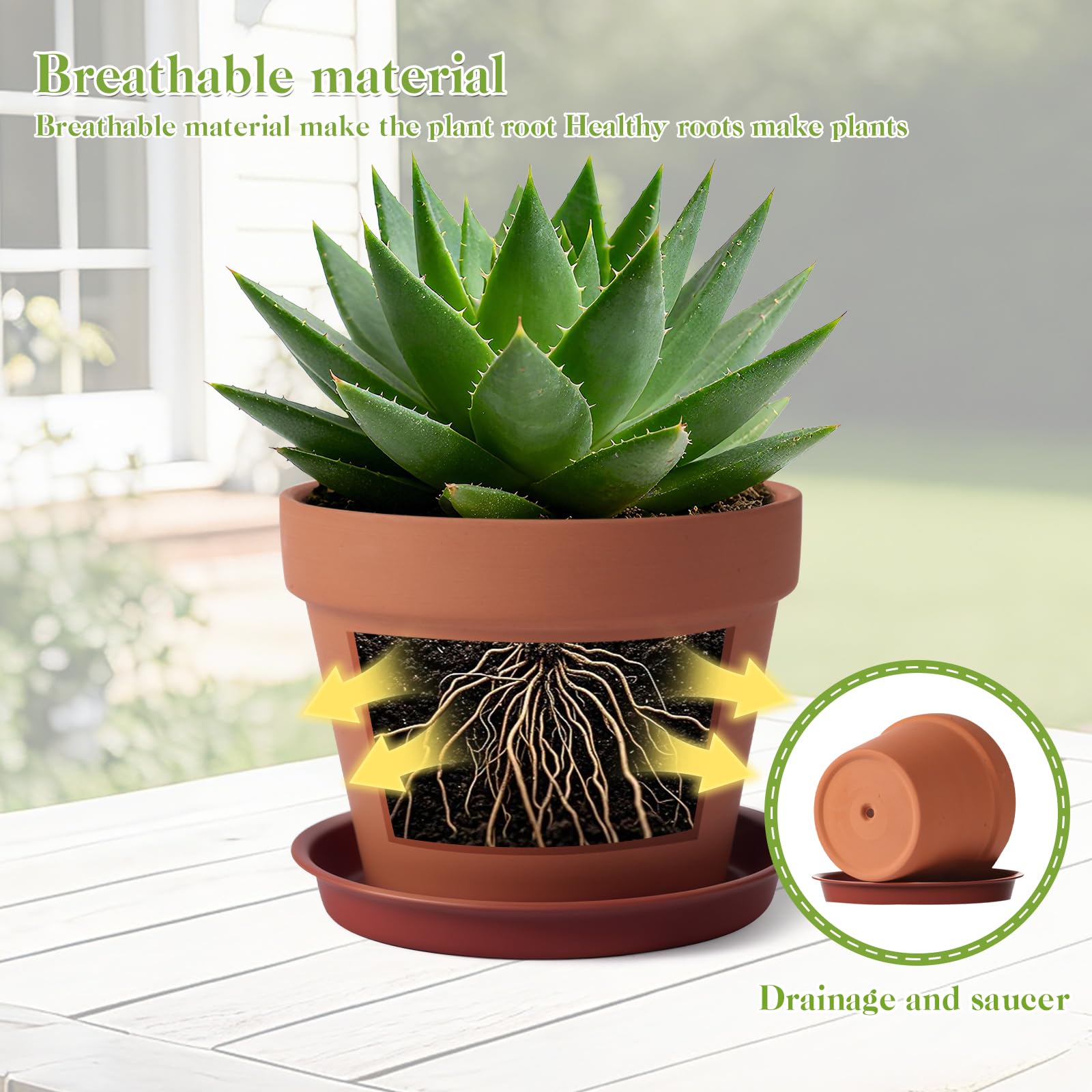 KOAMLY terracotta pot with drainage hole supporting proper watering