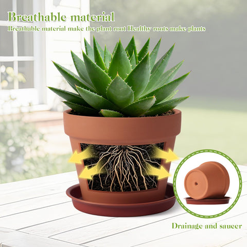 KOAMLY terracotta pot with drainage hole supporting proper watering