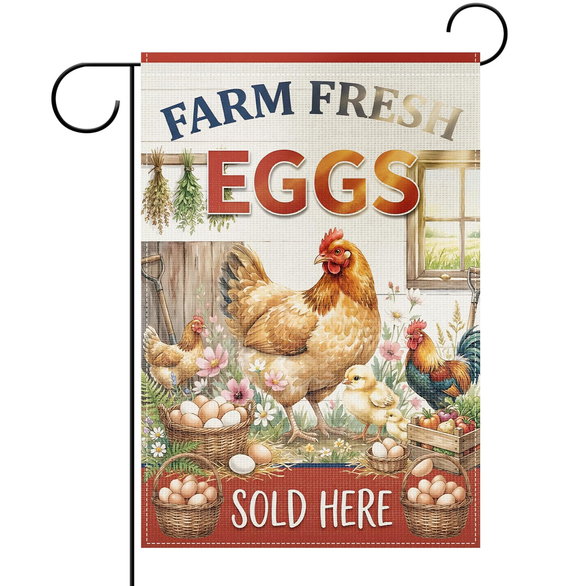 Koazava farm flag front view with double-sided messaging for curbside visibility.