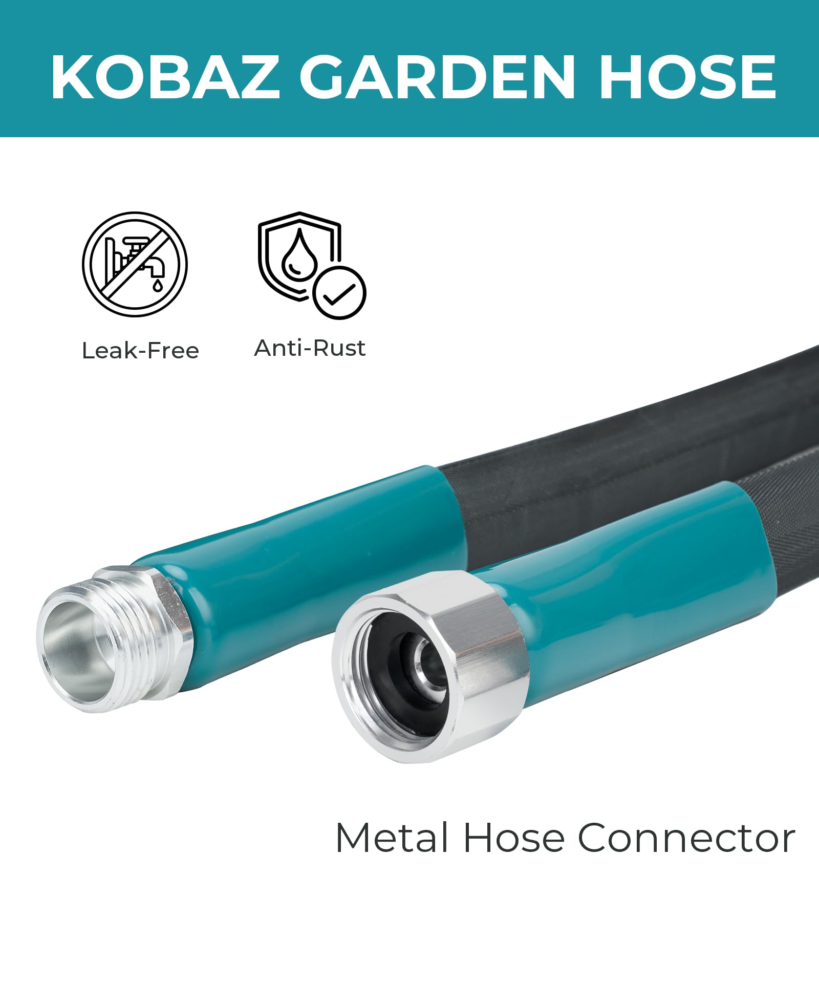 KOBAZ leak-proof metal fittings secure connections during irrigation tasks.