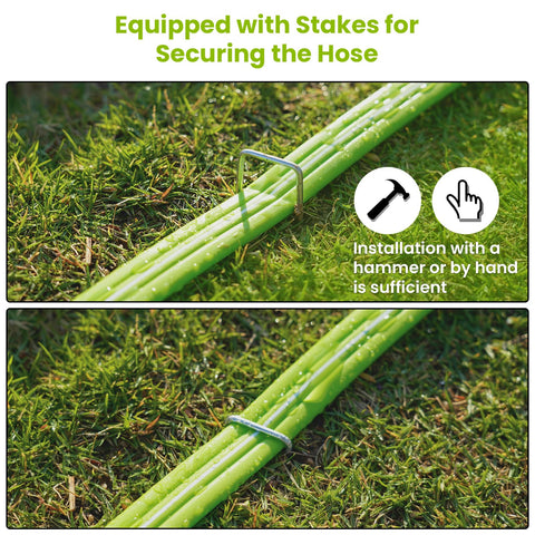 KOBAZ sprinkler hose setup made simple with included hardware.