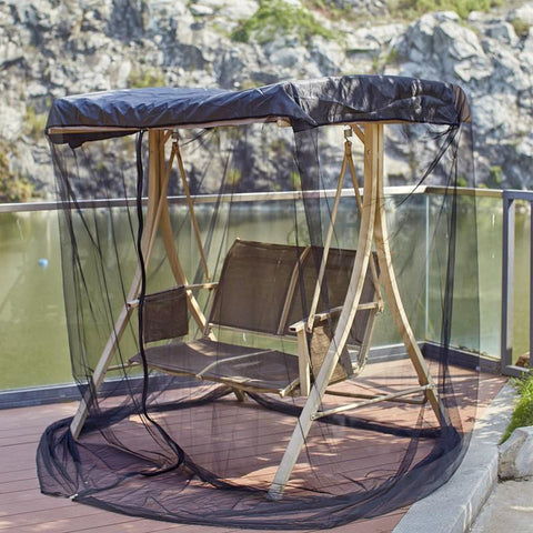 Kocuos patio swing mosquito netting with zipper for easy access and insect protection.