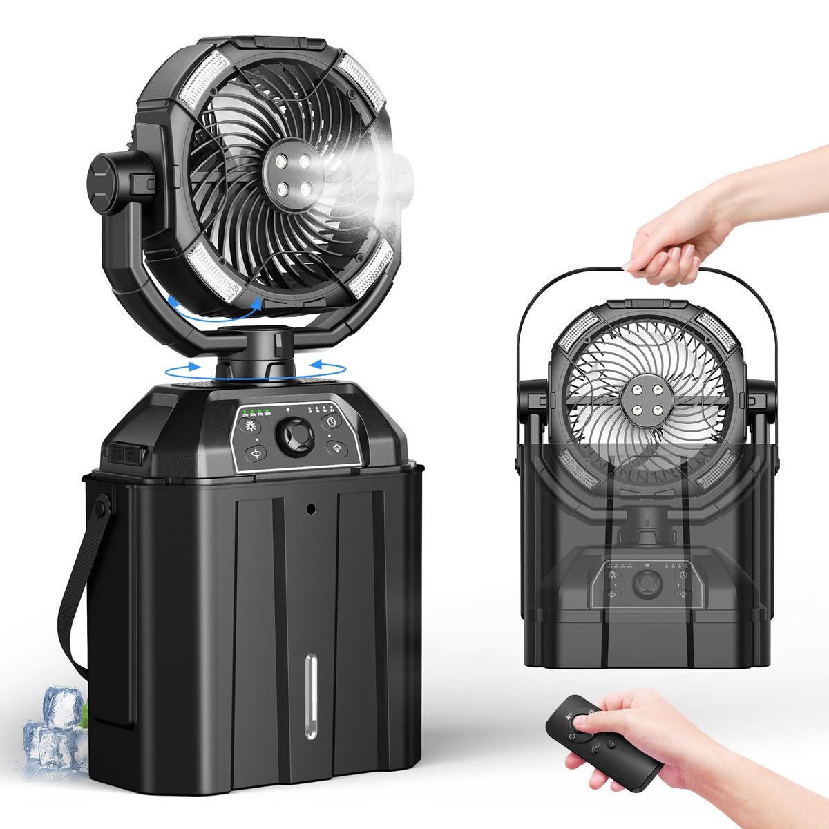 Kocyare misting fan with 7L bucket delivering portable outdoor cooling