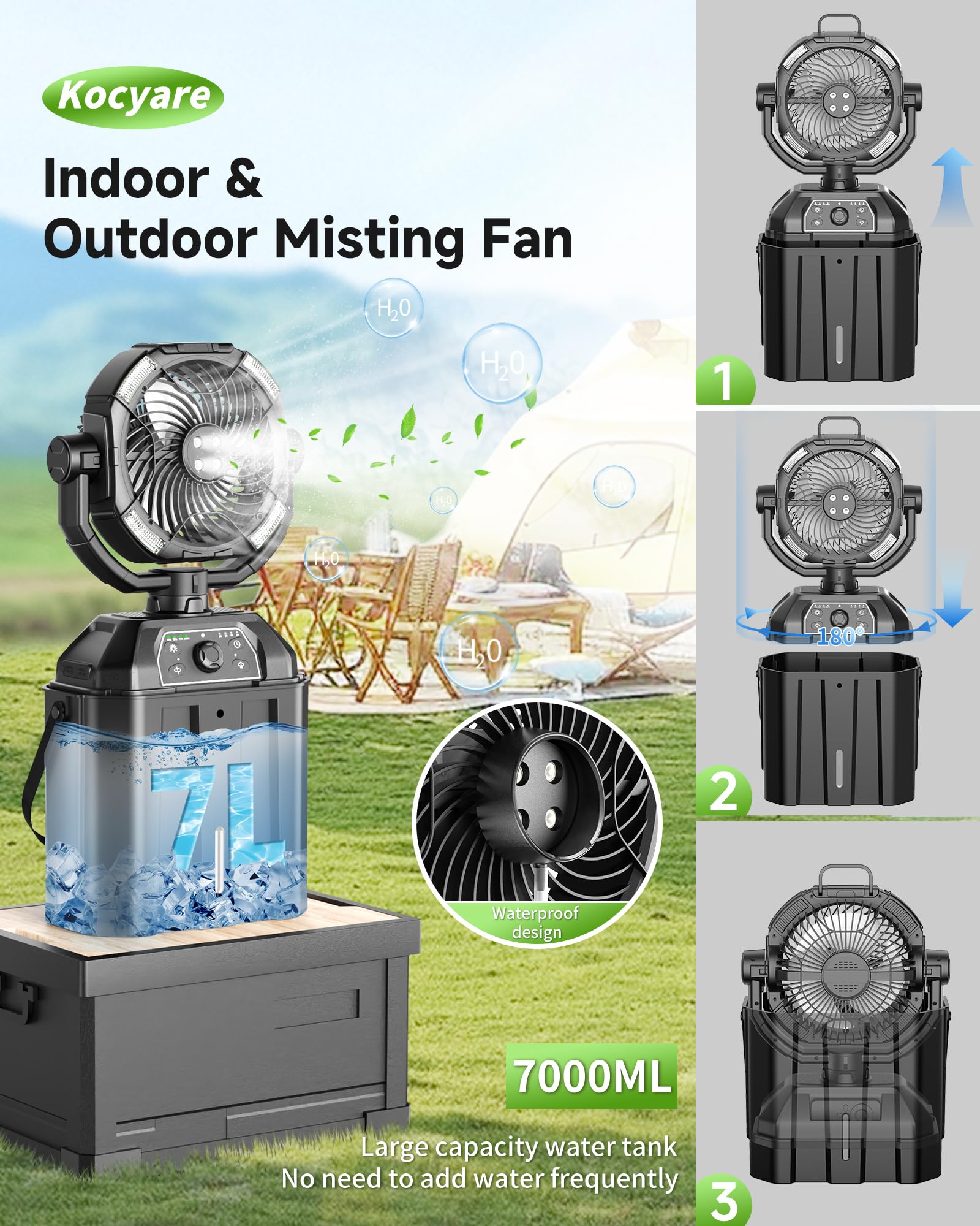 Kocyare misting fan remote control for convenient adjustments