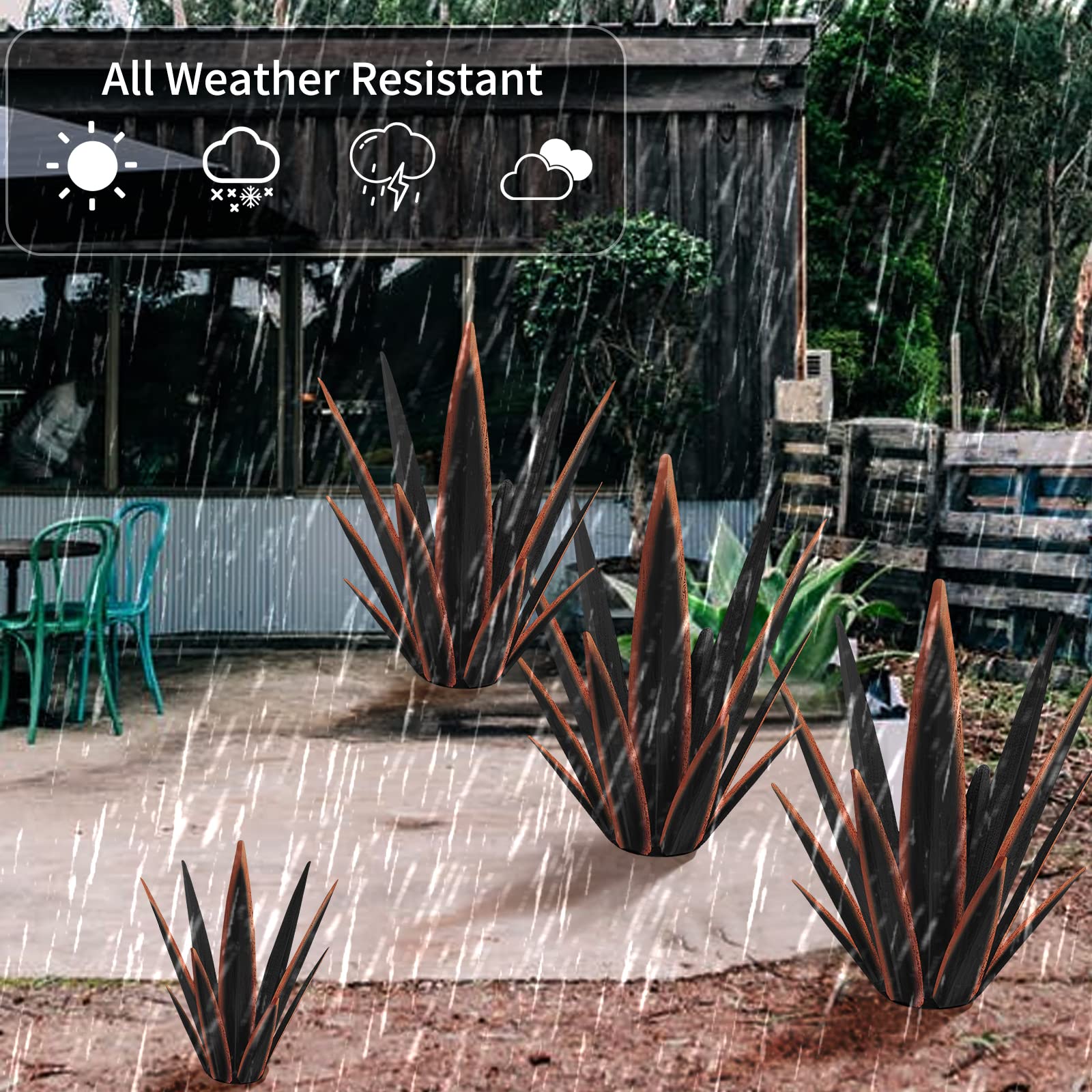 KODIBO black tequila patio decor provides bold silhouette for versatile placement.
