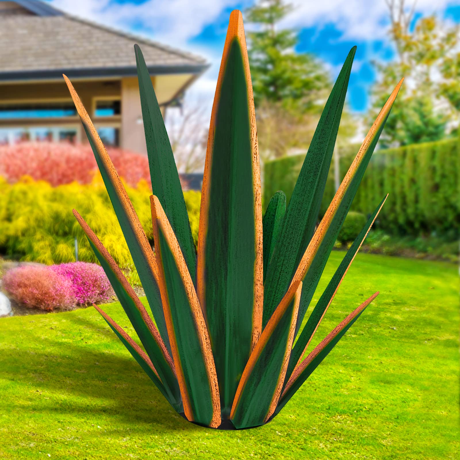 KODIBO Tequila Rustic Sculpture front view, boosts outdoor patio appeal with rustic charm.