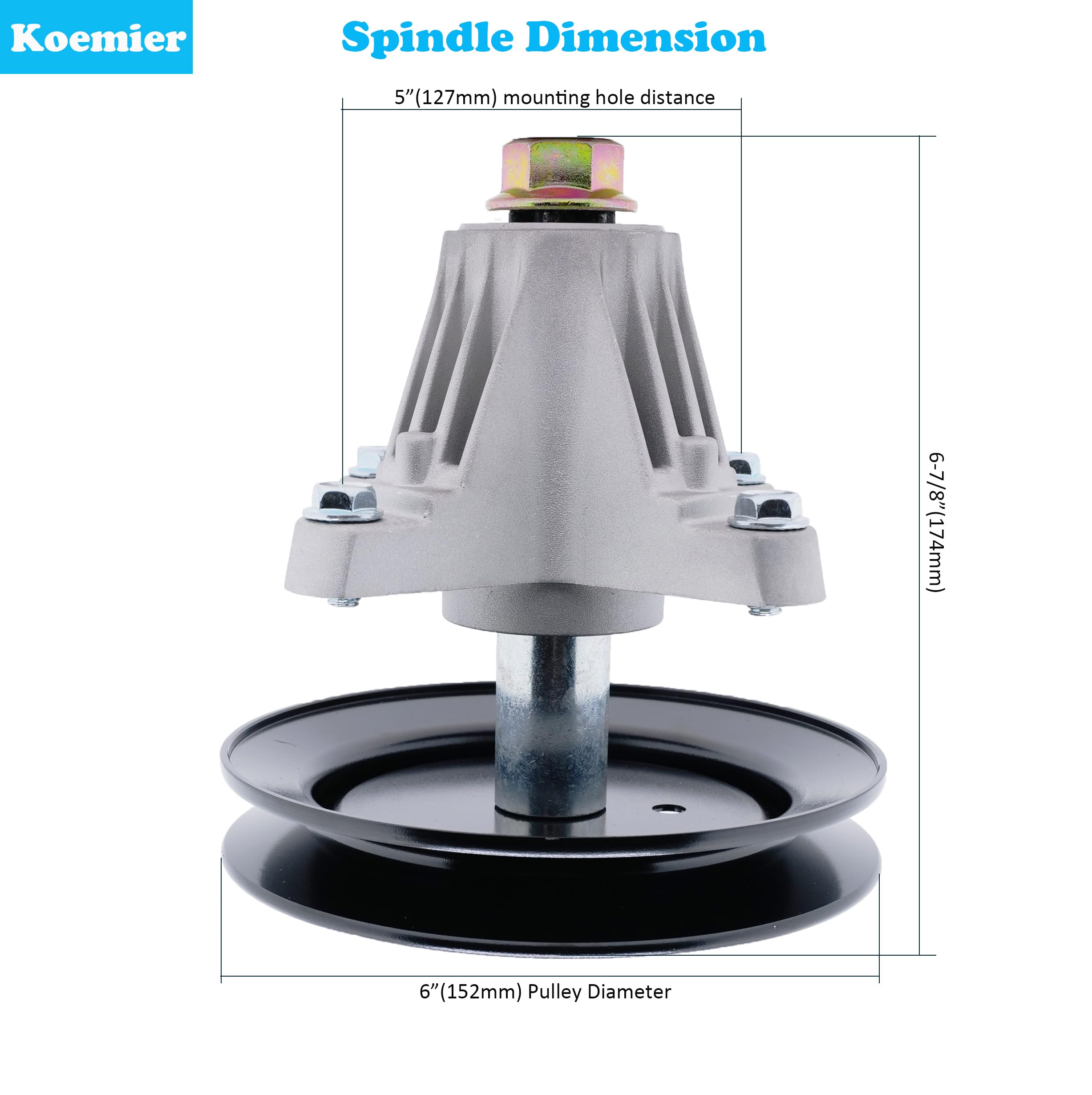 Koemier spindle mounting flange shown for secure installation.