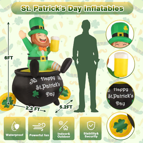 Kofero Leprechaun inflatable with glowing LED eyes for eye-catching night display.