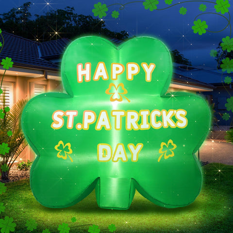 Kofero 4ft inflatable shamrock glowing for festive outdoor yard decoration.