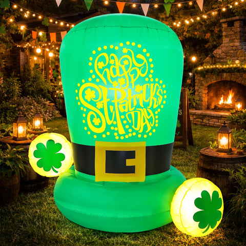 Kofero St. Patrick's Day inflatable hat on car roof with bright LEDs for festive visibility