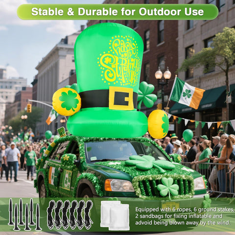 Kofero St. Patrick's Day inflatable with stakes and ropes for reliable garden stability