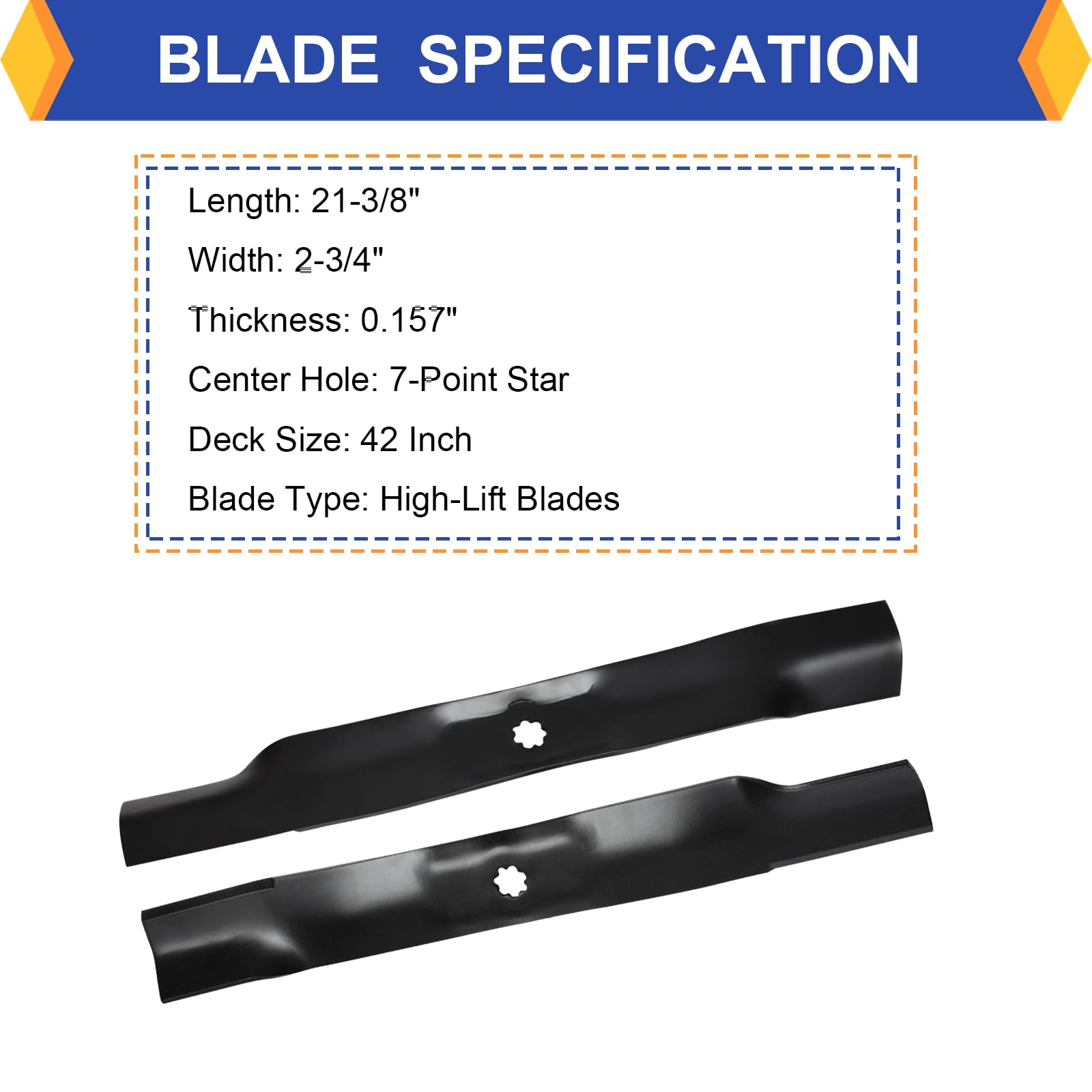KOFINAM high-lift blades fit LT160 and LT180 EZtrak for smooth mowing.