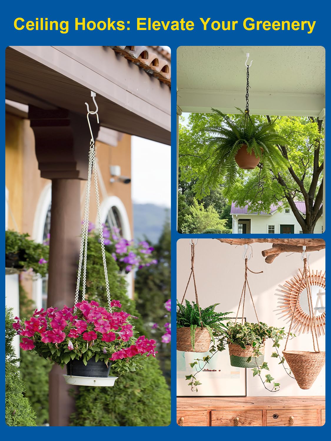 Kofuyni ceiling hook for baskets demonstrates versatile hanging solutions.