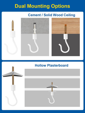 Kofuyni drywall-compatible ceiling hook enables easy drywall mounting.
