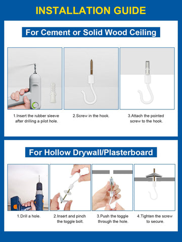 Kofuyni hardware-included ceiling hook allows quick setup.