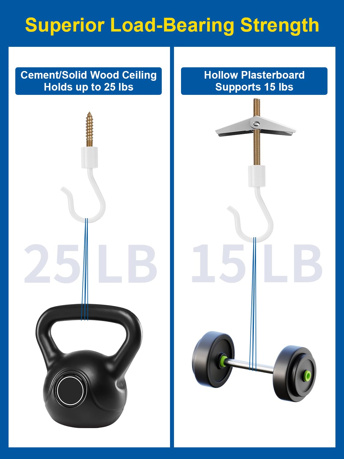 Kofuyni outdoor-ready ceiling hook resists rust for garden use.