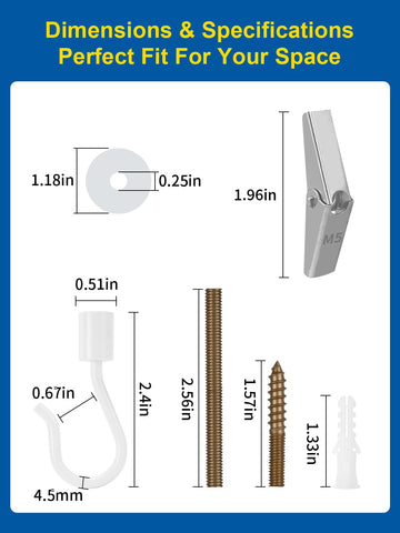 Kofuyni white ceiling hook complements decor while suspending lamps.