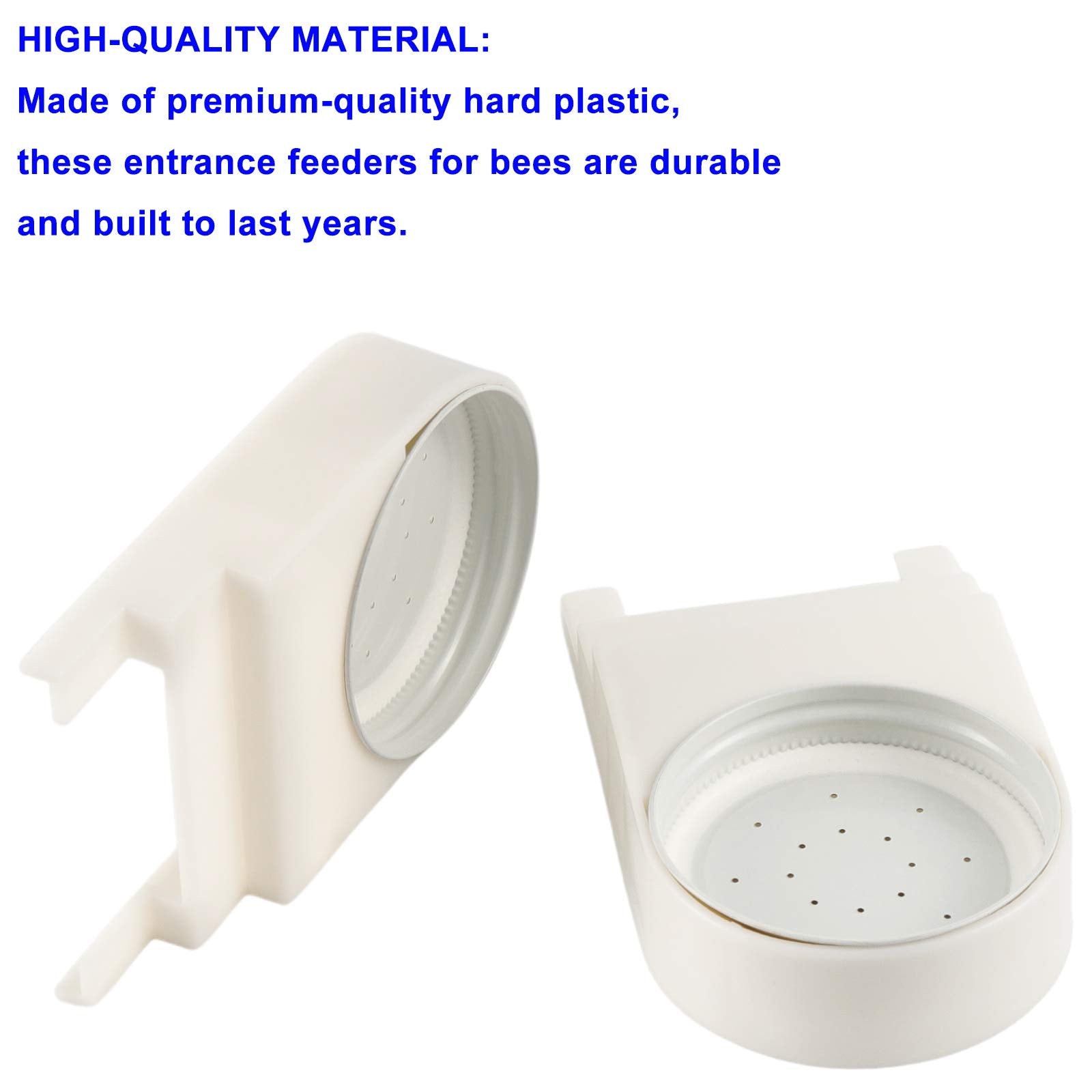 Durable plastic and alloy construction ensures long-lasting hive feeders