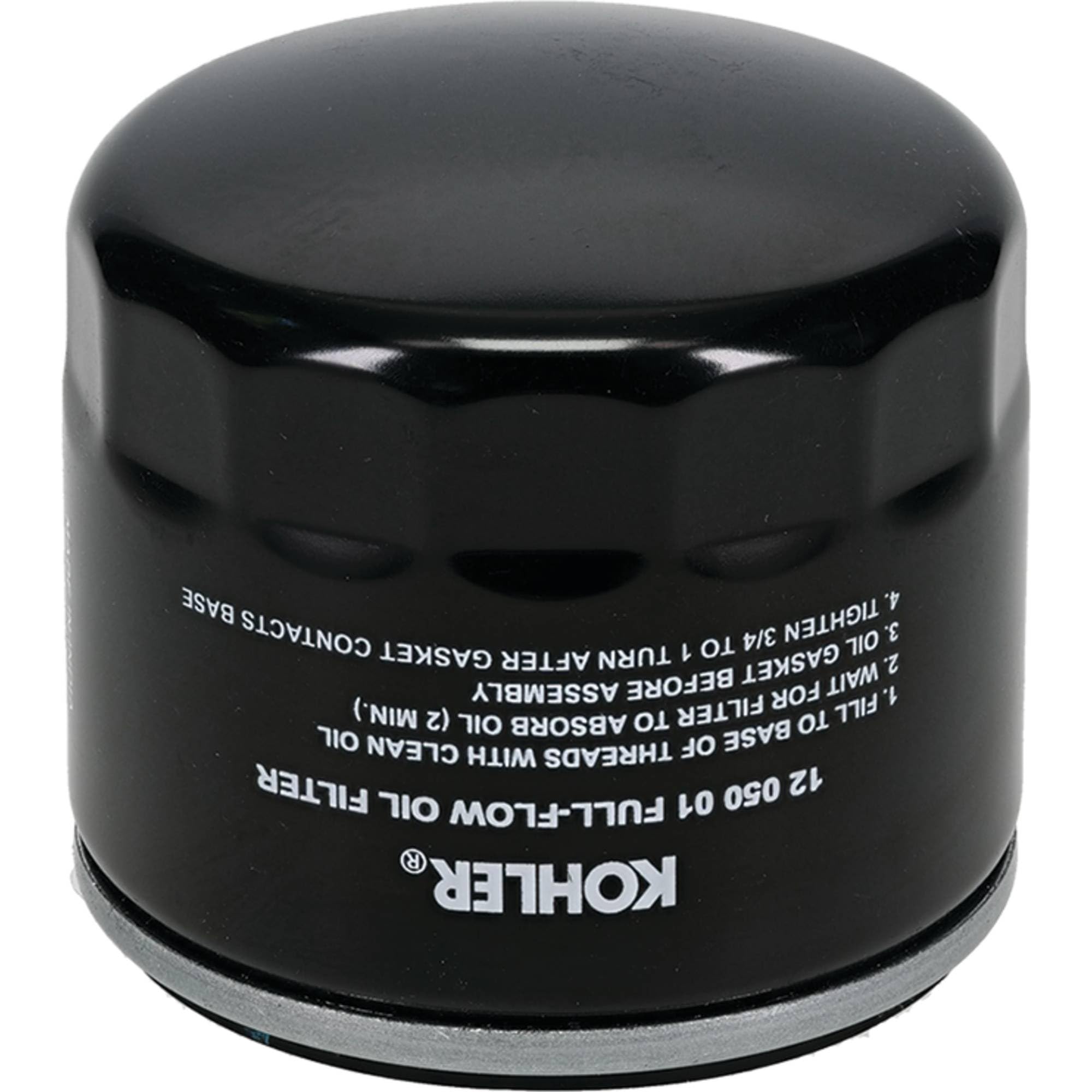 Kohler 12-050-01-S1 oil filter front view for reliable engine protection and easy maintenance.