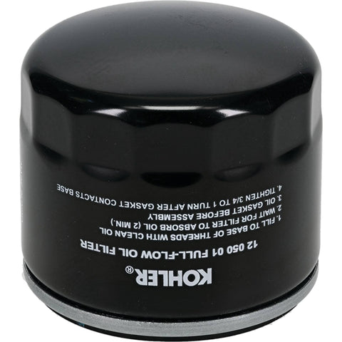 Kohler 12-050-01-S1 oil filter front view for reliable engine protection and easy maintenance.