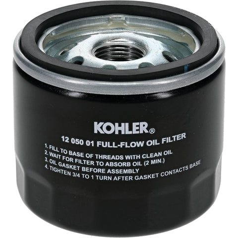 Kohler oil filter side view highlights compact design for quick replacement.