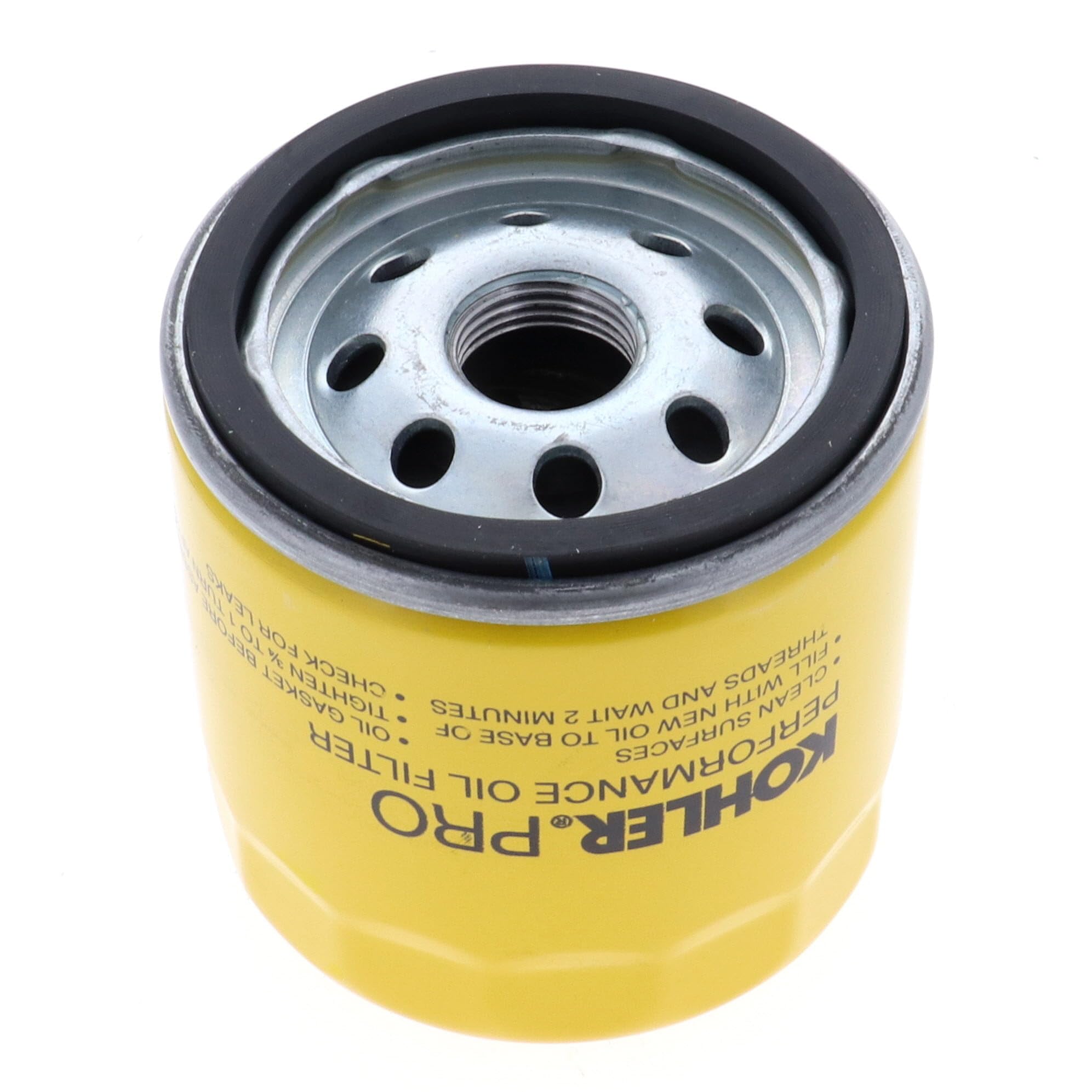 Close-up of Kohler oil filter demonstrating sturdy construction and easy installation.