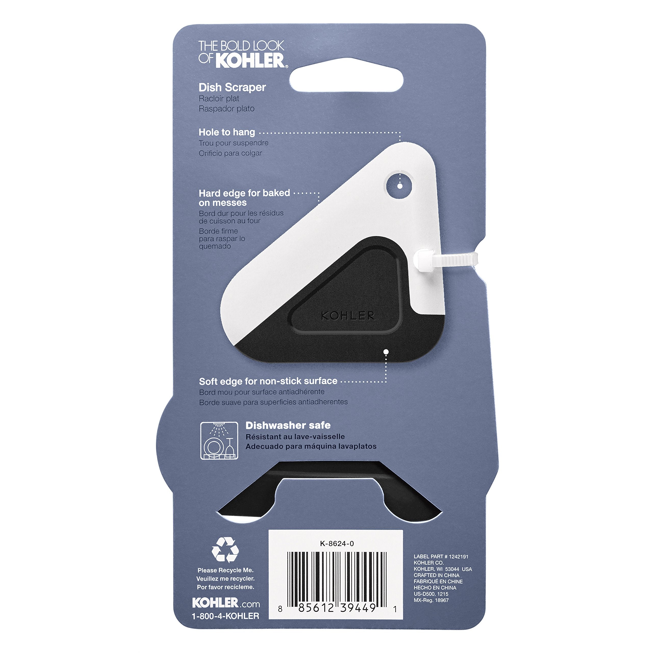 Kohler K-8624-0 heat-resistant silicone edge up to 400°F.