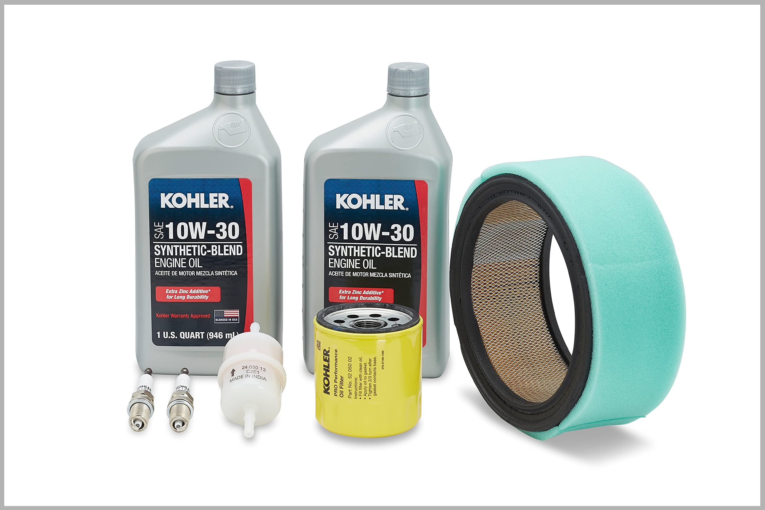 Kohler maintenance kit contents opened for DIY maintenance.