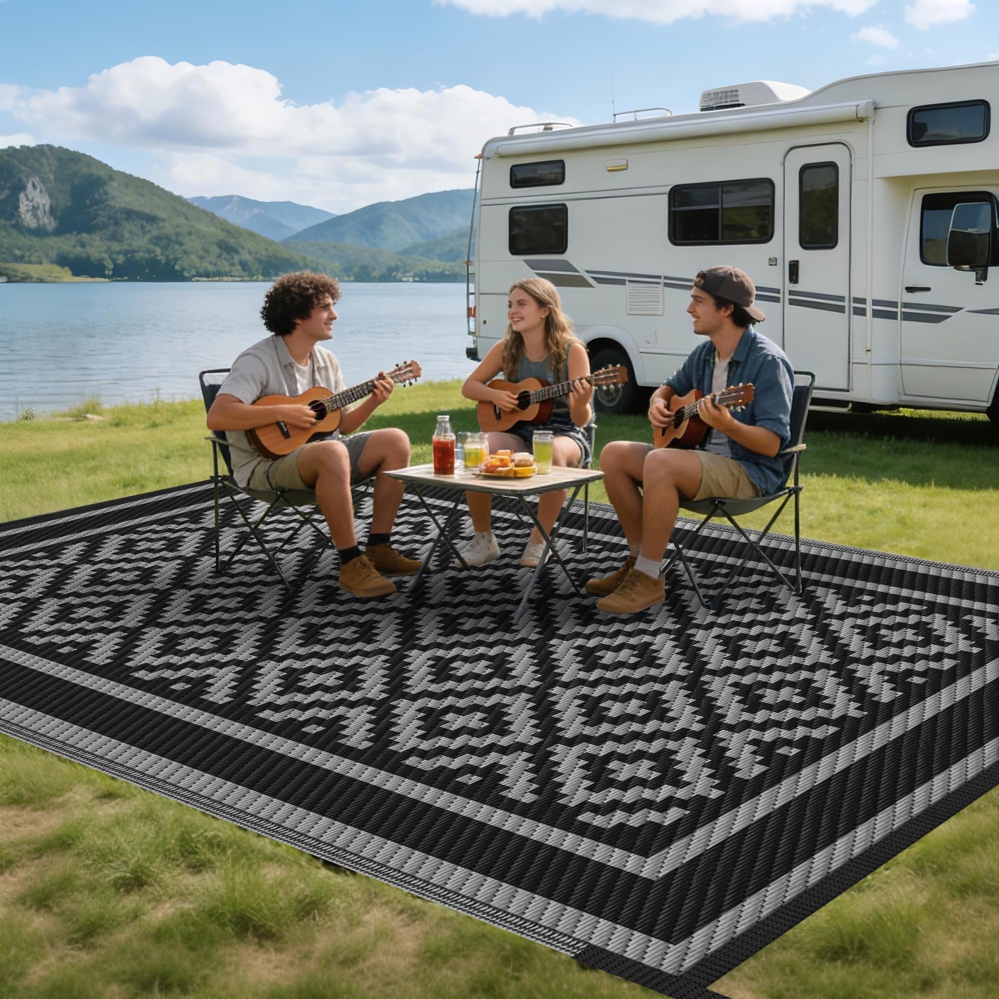 Kohree RV Outdoor Rug suitable for patio, deck, picnic and camping setups