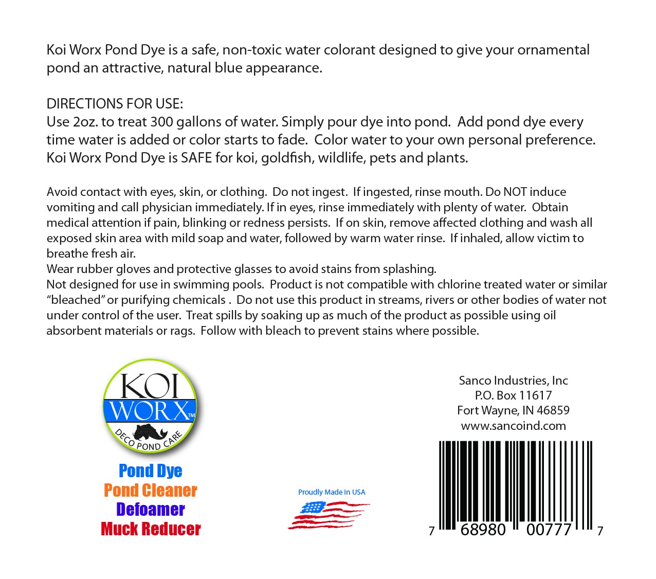 Koi Worx Blue Dye creates calm, blue-tinged pond water for viewing.
