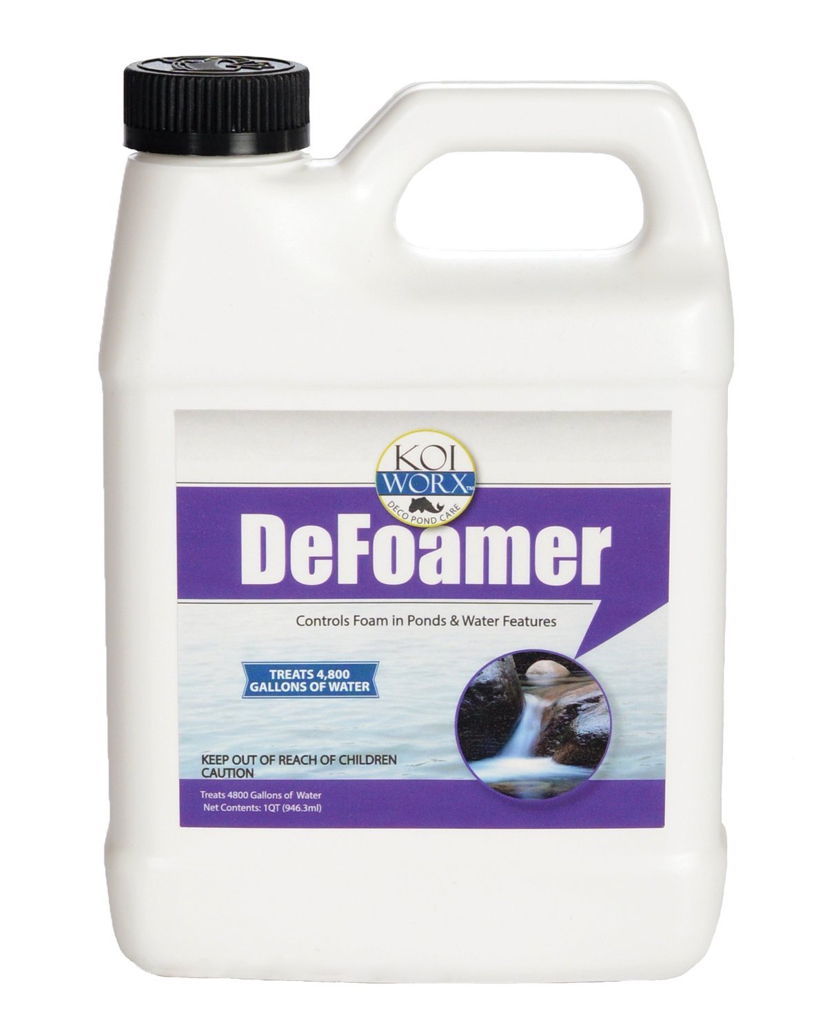 Koi Worx Defoamer 32oz bottle reduces pond foam safely for koi and plants.