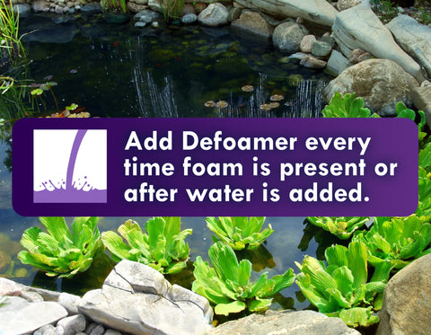 Koi Worx Defoamer in fountain demonstrates safe foam control for koi.