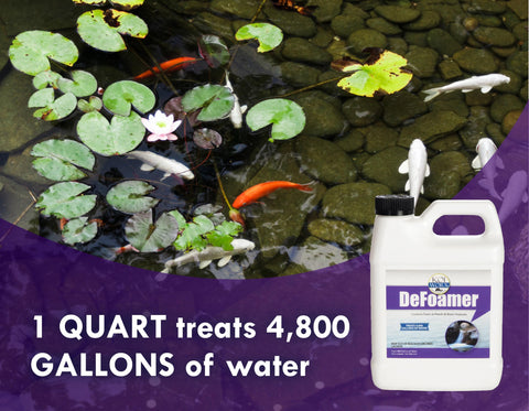 Koi Worx Defoamer keeps pond fountain foam in check for clearer water.