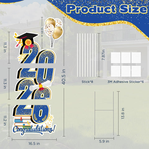 KOITHE 2026 Graduation Yard Sign side view highlights sturdy stake design for durable outdoor display.