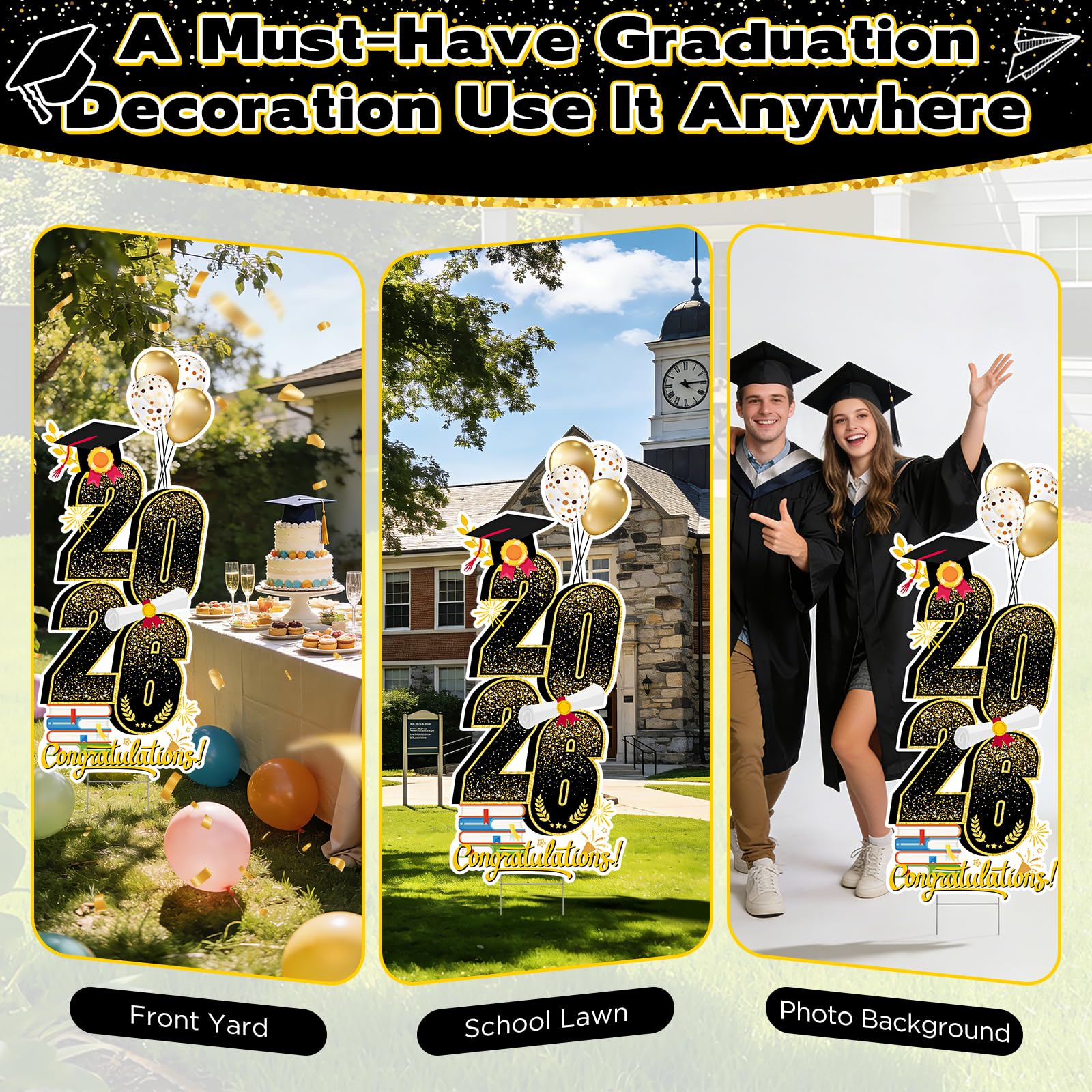 KOITHE black-gold print enhances graduation party visuals