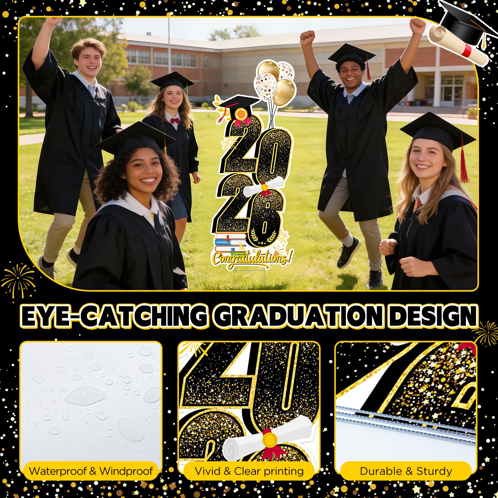 KOITHE easy-assemble yard sign for quick graduation setups