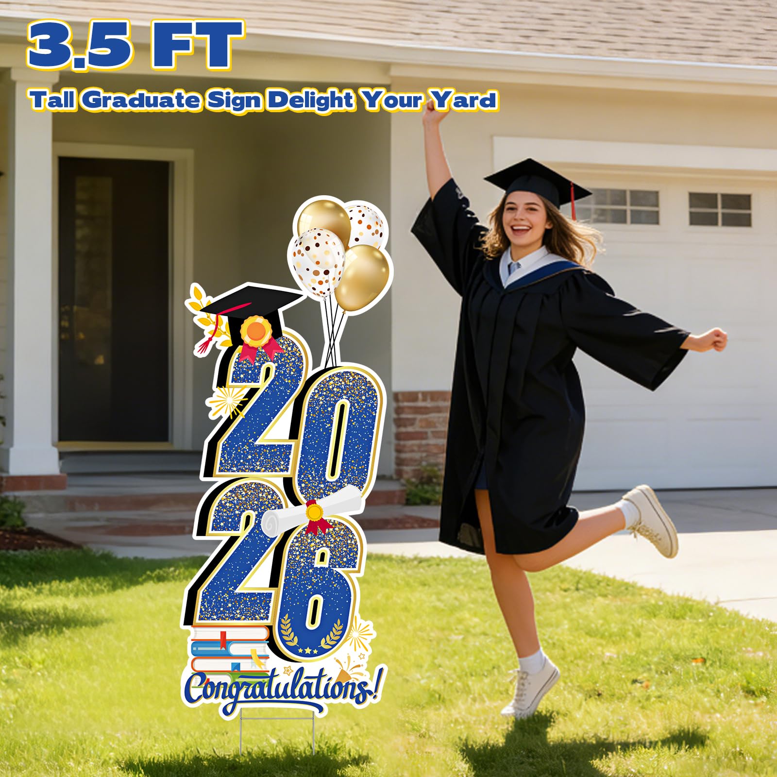 KOITHE grad sign stakes included ensure stable placement during celebrations.