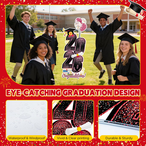KOITHE graduation yard sign includes stakes and assembly for quick setup.